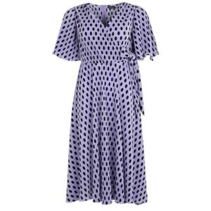 Boohoo Lilac Polka Dot Wrap Midi Dress